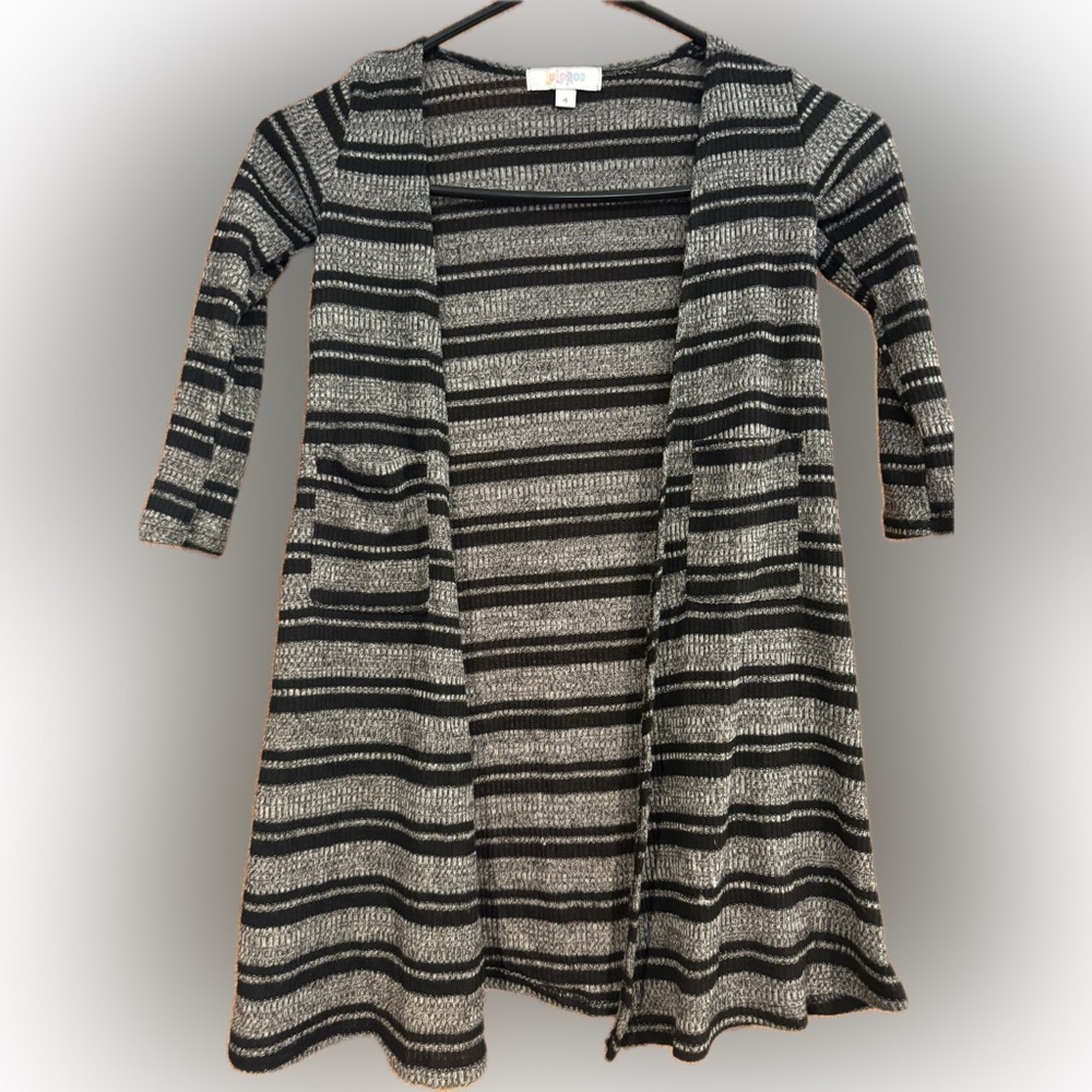 LuLaRoe Black and Gray Striped Kids Jacket